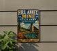 A vintage-style metal sign for Hill Annnex Mine in Minnesota, featuring a scenic illustration of the mine and surrounding landscape.