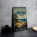 A vintage-style metal sign for Hoffman State Park, Michigan, featuring a beach scene and the text "Explore Lake Michigan Shores Relax Unwind & Discover".