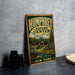 A vintage-style metal sign for the Humphrey Nature Center in New York, featuring an illustration of a cabin surrounded by nature.