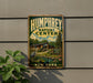 A vintage-style metal sign for the Humphrey Nature Center in New York, featuring an illustration of a pond, trees, and a bird.