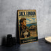 A vintage-style metal sign for Jack London State Historic Park in California, featuring an illustration of a man and a dog.