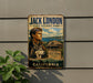 A vintage-style sign for Jack London's State Historic Park in California, featuring a portrait of a man and a dog.
