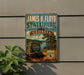 A vintage-style metal sign for James H. Floyd State Park in Georgia, featuring a scenic landscape with pine trees, a lake, and a signpost.