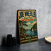 A vintage-style sign for Joe Wheeler State Park in Alabama, featuring a scenic illustration of a lake, trees, and a sailboat.