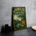 A vintage-style sign for Jubilee College State Park in Illinois, featuring a scenic illustration of the college campus and surrounding landscape.
