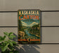 A vintage-style sign for Kaskasia Canyon State Park in Illinois, featuring a scenic landscape with a river and mountains.
