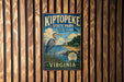 A vintage-style metal sign for Kiptope State Park in Virginia, featuring an illustration of a heron and a lighthouse.