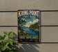 A vintage-style metal sign for Kring Point State Park in New York, featuring a scenic landscape with pine trees, a river, and mountains.