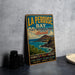 A vintage-style metal sign for La Perouse Bay State Historical Park in Hawaii, featuring a scenic image of the bay and mountains.