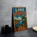 A vintage-style sign for Lake Colorado City, Colorado State Park, with a scenic illustration of the lake and surrounding landscape.