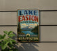 A vintage-style sign for Lake Easton State Park in Washington, featuring a scenic mountain landscape and a lake.