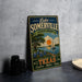 A vintage-style sign for Lake Somerville State Park in Texas, featuring a scenic illustration of a lake, trees, and a sailboat.