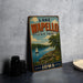 A vintage metal sign for Lake Wapollo State Park in Iowa, featuring a scenic illustration of a lake, sailboat, and surrounding landscape.