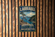 A vintage-style metal sign for Larabee State Park, featuring a scenic landscape with a pine tree and mountains in the background.