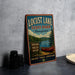 A vintage-style sign for Locust Lake State Park in Pennsylvania, featuring a canoe and a scenic landscape.