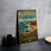 A vintage-style metal sign for Mackerriner State Park in California, featuring a scenic coastal landscape with rocky cliffs, ocean waves, and a California state bear.