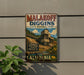 A vintage-style sign for Malakoff Diggins State Historic Park in California, featuring an illustration of a gold mining operation.