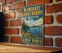 A vintage-style metal sign for Margaret Lewis Norrie State Park in New York, featuring a scenic landscape with mountains, trees, and a lake.