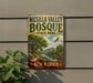 A vintage-style metal sign for Mesilla Valley Bosque State Park in New Mexico, featuring a scenic landscape with a river, mountains, and a bird in flight.