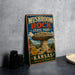 A vintage-style metal sign for Mushroom Rock State Park in Kansas, featuring an illustration of a mushroom formation.