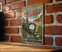 A vintage-style metal sign for Natural Bridge State Park in Virginia, featuring a scenic illustration of the bridge surrounded by lush greenery.