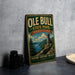 A vintage-style metal sign for Ole Bull State Park in Pennsylvania, featuring a castle and a scenic landscape.
