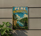 A vintage-style metal sign for the state park of Illinois, featuring a scenic landscape with a river, trees, and mountains.