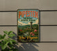 A vintage-style sign for Pipestem Resort State Park, featuring a scenic illustration of the park's landscape and facilities.