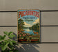 A vintage-style metal sign for Pocahontas State Park in Virginia, featuring a scenic landscape with a deer and flowers.