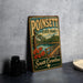 A vintage-style metal sign for Poinsett State Park in South Carolina, featuring a scenic landscape with a lake, bridge, and flowers.