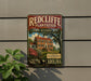 A vintage-style sign for Redcliffe Plantation, a historic site in South Carolina, featuring a large image of a historic house surrounded by trees and flowers.