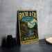 a vintage-style metal sign for Racine-a-CRI State Park in Wisconsin, with a scenic illustration of a river and forest.