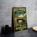 A vintage-style sign for the Rock Bridge Memorial State Park in Missouri, featuring a scenic image of the bridge and surrounding landscape.