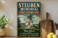 a vintage-style sign for the Steuben Memorial State Historic Site in New York, which is a tribute to the state's military history.