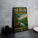 A vintage-style sign for Tar Hollow State Park in Ohio, featuring a scenic landscape with a river and forest.