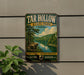 A vintage-style sign for Tar Hollow State Park, Ohio, featuring a scenic landscape with a river and forest.