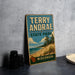 A vintage-style sign for Terry Andrea State Park in Wisconsin, featuring a beach scene with pine trees and a lake.