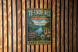 A vintage-style metal sign for Tu-Endie-Wei State Park in West Virginia, featuring a scenic landscape with a river and mountains.