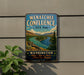 A vintage-style metal sign for Wenatchee Confluence State Park, featuring a scenic landscape with a river and mountains.