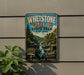 A vintage-style metal sign for Whetstone Gulf State Park, New York, featuring a scenic waterfall and forest landscape.