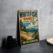 A vintage-style sign for Whitefish Dunes State Park in Wisconsin, featuring a scenic landscape with a beach, dunes, and mountains.