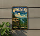 A vintage-style metal sign for Pennsylvania State Park, featuring a scenic landscape with a cliff overlooking a river.