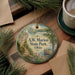 A decorative ornament with a scenic landscape of A.W. Marion State Park, Ohio, featuring a river, bridge, and pine trees.