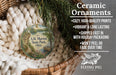Ceramic ornaments, featuring a scenic image of A.W. Marion State Park, Ohio, hanging from a wicker basket.