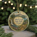 A round ornament with a scenic landscape of Alfred A. Loeb State Park, Oregon, featuring a waterfall, forest, and mountains.