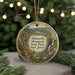 A round ornament with a scenic landscape of Allamuchy Mountain State Park, New Jersey, featuring a waterfall, forest, and a bird.
