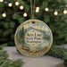 A round ornament with a scenic image of Alta Lake State Park in Washington, featuring a boat on the lake and pine trees in the background.