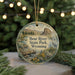 A round ornament with a scenic landscape of Bear River State Park, Wyoming, featuring a bird, a bridge, and mountains in the background.
