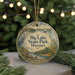 A round ornament with a scenic image of Big Lake State Park, Missouri, featuring a bird, a sailboat, and a river surrounded by trees.
