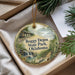A decorative ornament with a scenic image of a waterfall and a train, along with the text "Boggy Depot State Park, Oklahoma" printed on it.